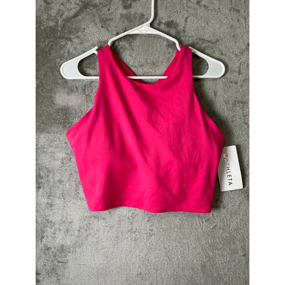 Athleta Conscious Crop Bra‎ Light Impact Sports Bra Size Large Pink New